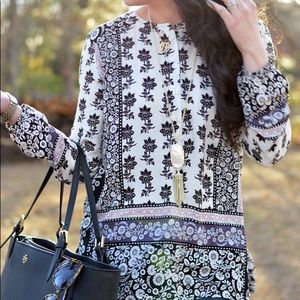 LOFT floral tunic blouse size small
